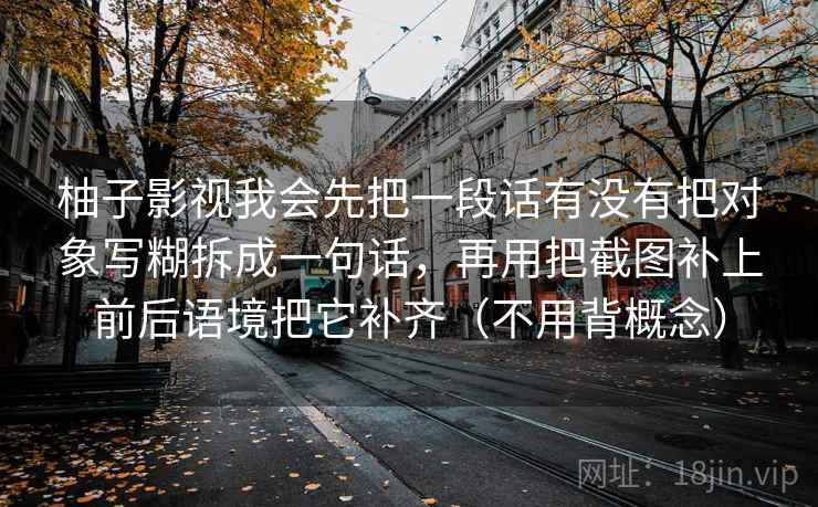柚子影视我会先把一段话有没有把对象写糊拆成一句话，再用把截图补上前后语境把它补齐（不用背概念）